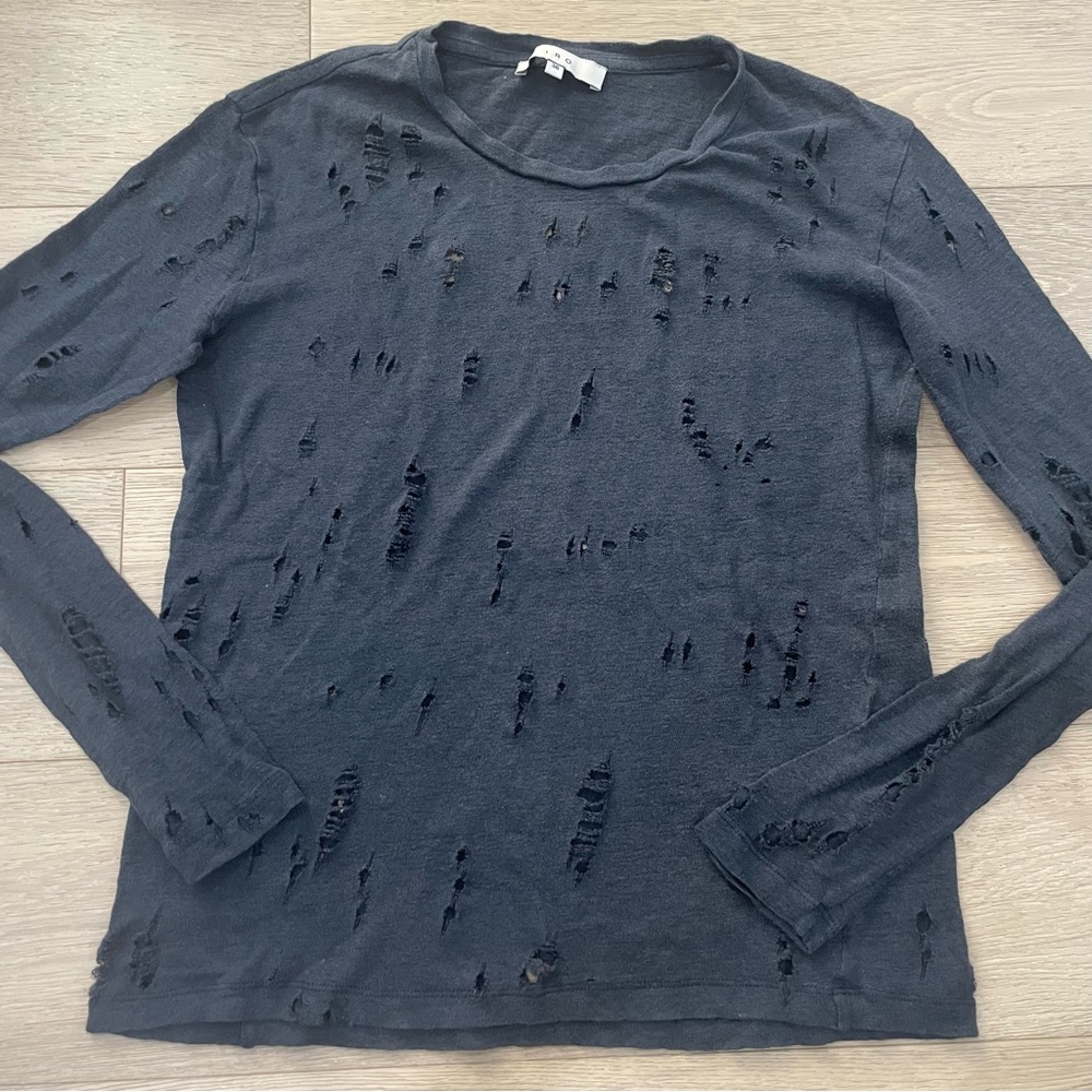 IRO Dark Gray Holey Long Sleeve Tee